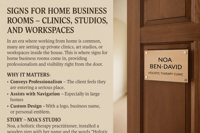 שלטים לחדרי עסקים בבית – קליניקות, סטודיו וחללי עבודה