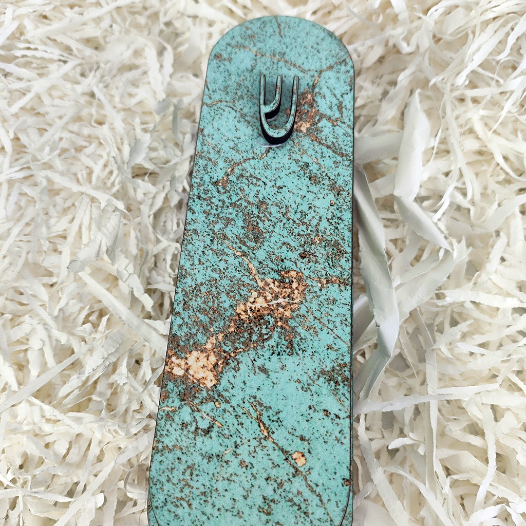 בית מזוזה מעץ דגם שיש טורקיז זהב