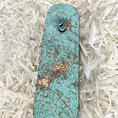 בית מזוזה מעץ דגם שיש טורקיז זהב